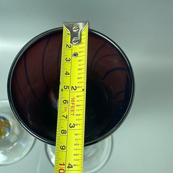 JIM BUSH Art Glass Hand Blown Iridescent Champagne Flutes PAIR 2014 - Picture 8 of 8